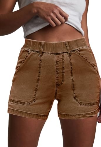 Women's High-Waisted Elastic Waist Denim Shorts: $16.99 Women's High-Waisted Elastic Waist Denim Shorts: $16.99