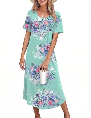 Ekouaer Women's Short Sleeve Pleated Nightgown: $12.99 Ekouaer Women's Short Sleeve Pleated Nightgown: $12.99