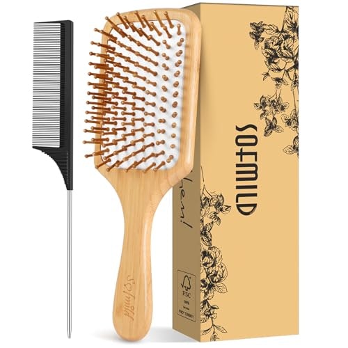 Sofmild Bamboo Hair Brush and Tail Comb Set: $8.08