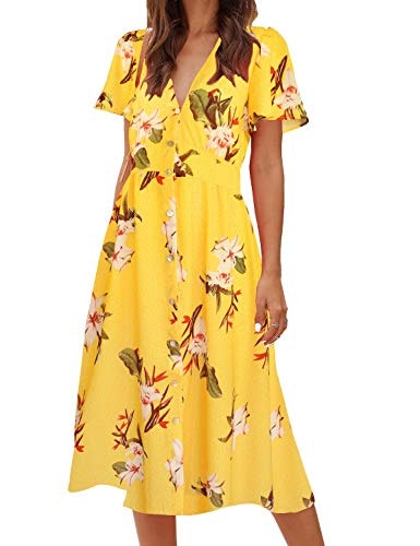 Roylamp Women's Floral V-Neck Midi Dress: $33.13 Roylamp Women's Floral V-Neck Midi Dress: $33.13