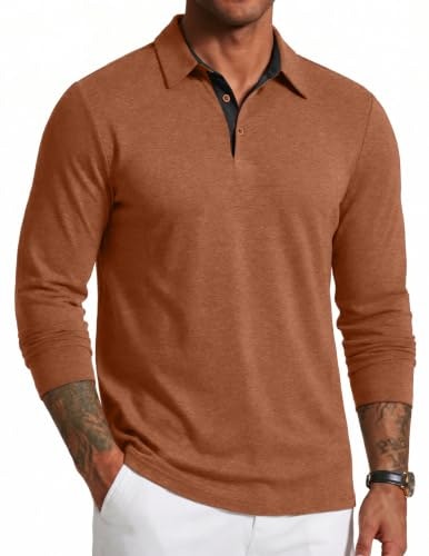 Coofandy Men's Long Sleeve Polo Shirt: $16.14 Coofandy Men's Long Sleeve Polo Shirt: $16.14
