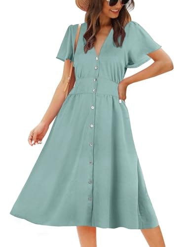 Roylamp Women's Short Sleeve Button-Up Midi Dress: $29.82 Roylamp Women's Short Sleeve Button-Up Midi Dress: $29.82