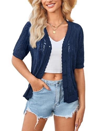 Yekaty Women's Crochet Short Sleeve Cardigan: $23.12 Yekaty Women's Crochet Short Sleeve Cardigan: $23.12