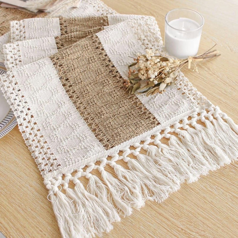 Tetou 72-Inch Linen Tassel Table Runner: $10.96