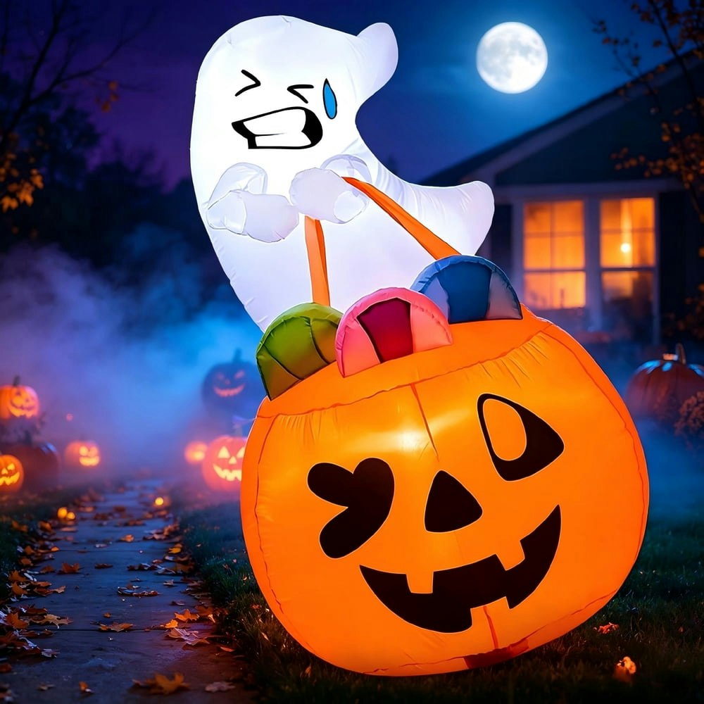 Joyfy 5-Foot Halloween Ghost and Pumpkin Inflatable: $19.99 Joyfy 5-Foot Halloween Ghost and Pumpkin Inflatable: $19.99