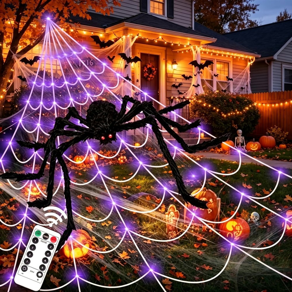 Scidweet 350-LED Halloween Spider Web Lights and 79-inch Giant Spider: $26.99 Scidweet 350-LED Halloween Spider Web Lights and 79-inch Giant Spider: $26.99