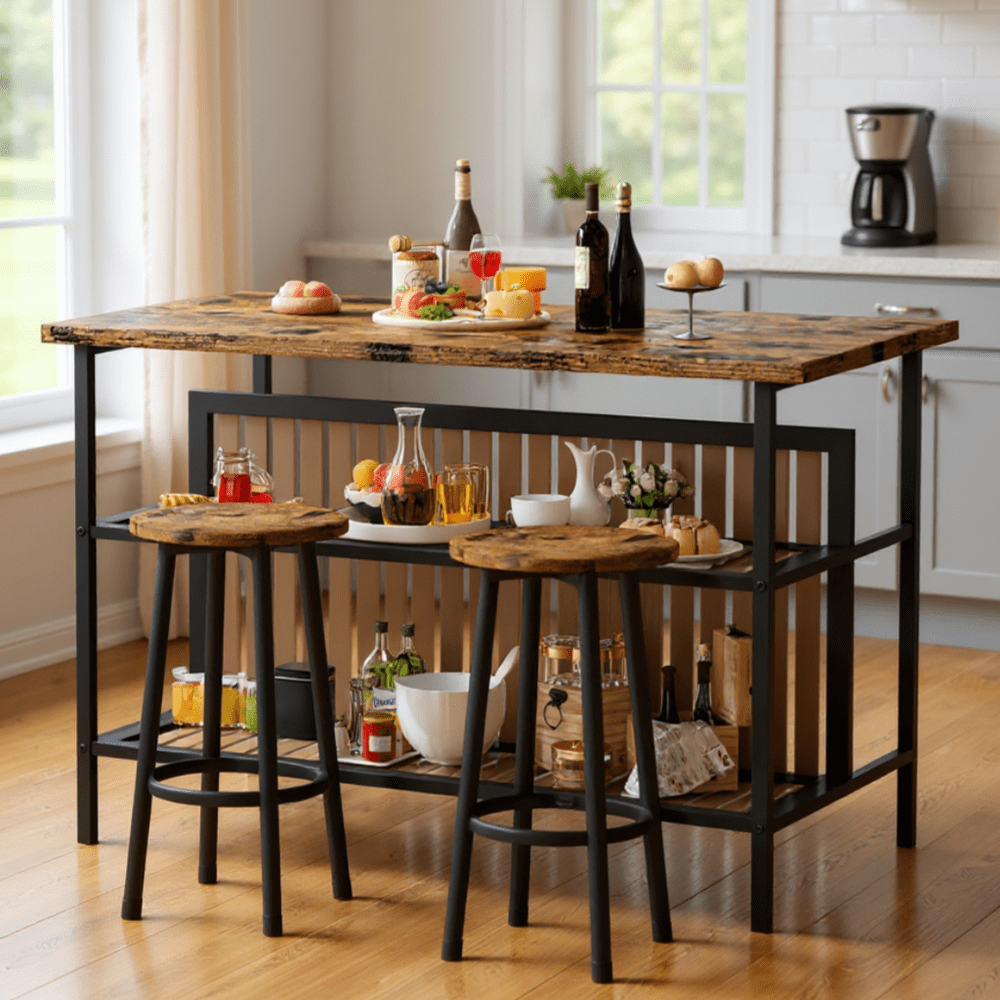 Cvortll 47.2-Inch Kitchen Island and Bar Stool Set: $103.99 Cvortll 47.2-Inch Kitchen Island and Bar Stool Set: $103.99
