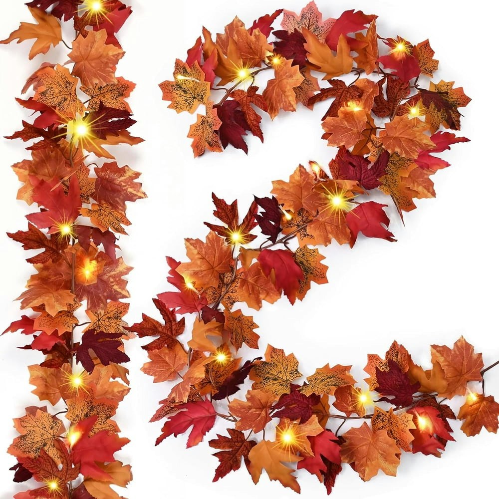 Waipfaru Lighted Fall Leaves Garland 2-Pack: $11.69