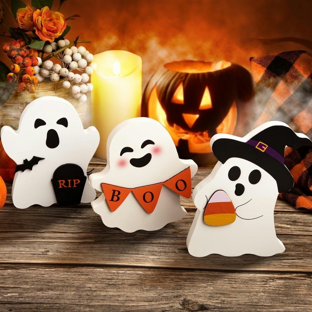 Wooden Halloween Ghost Tabletop Decor: $11.99 Wooden Halloween Ghost Tabletop Decor: $11.99
