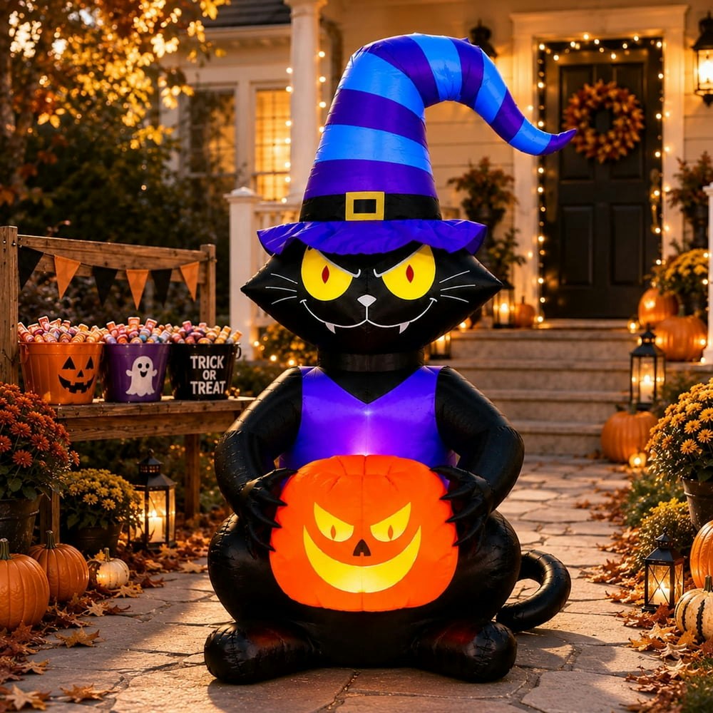 Toiyjofe 6-Foot Halloween Inflatable Black Cat and Jack-o'-Lantern: $34