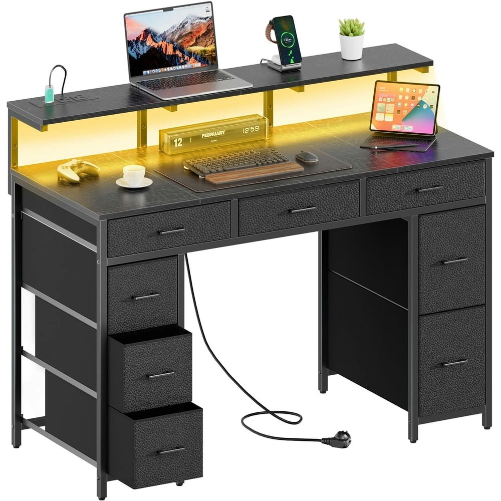 HLDIRECT 47-inch Computer Desk with 8 Drawers: $84.99