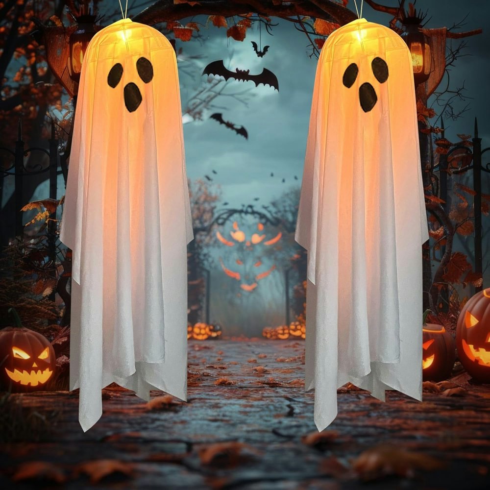 Halloween Hanging Light-Up Ghost Decorations 2-Pack: $17.99 Halloween Hanging Light-Up Ghost Decorations 2-Pack: $17.99
