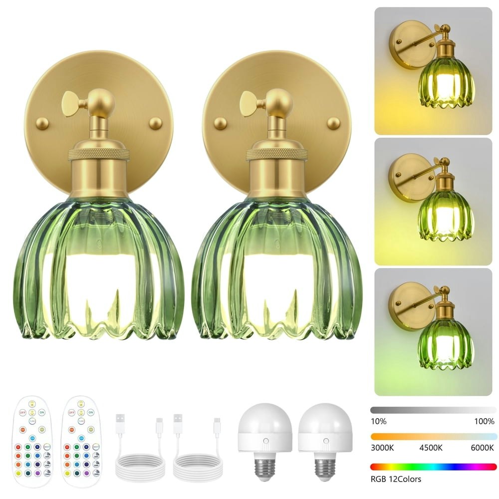 Gcgaful Vintage Battery-Operated Tulip Wall Sconce 2-Pack: $48.59