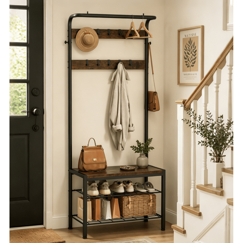 Concetta 4-in-1 Coat Rack Hall Tree with Shoe Bench: $55.99