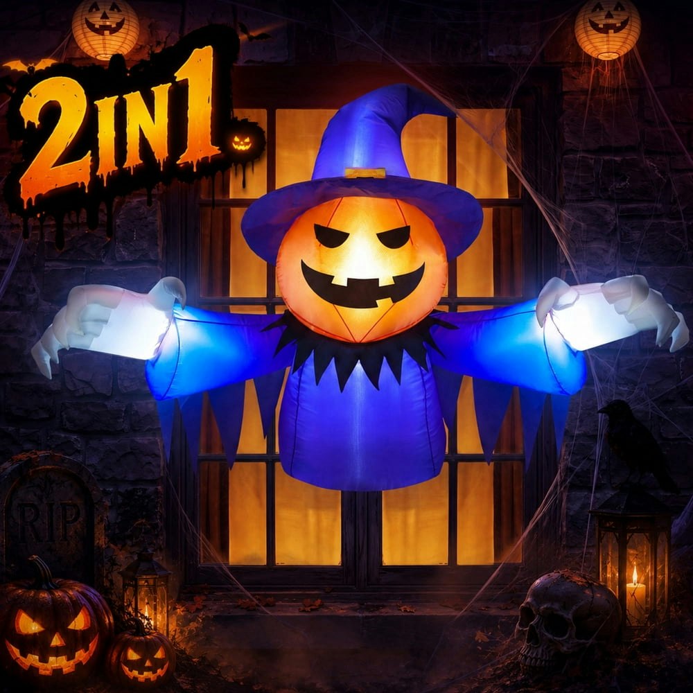 Yexmas 4-Foot Halloween Inflatable Pumpkin and Ghost: $35.98