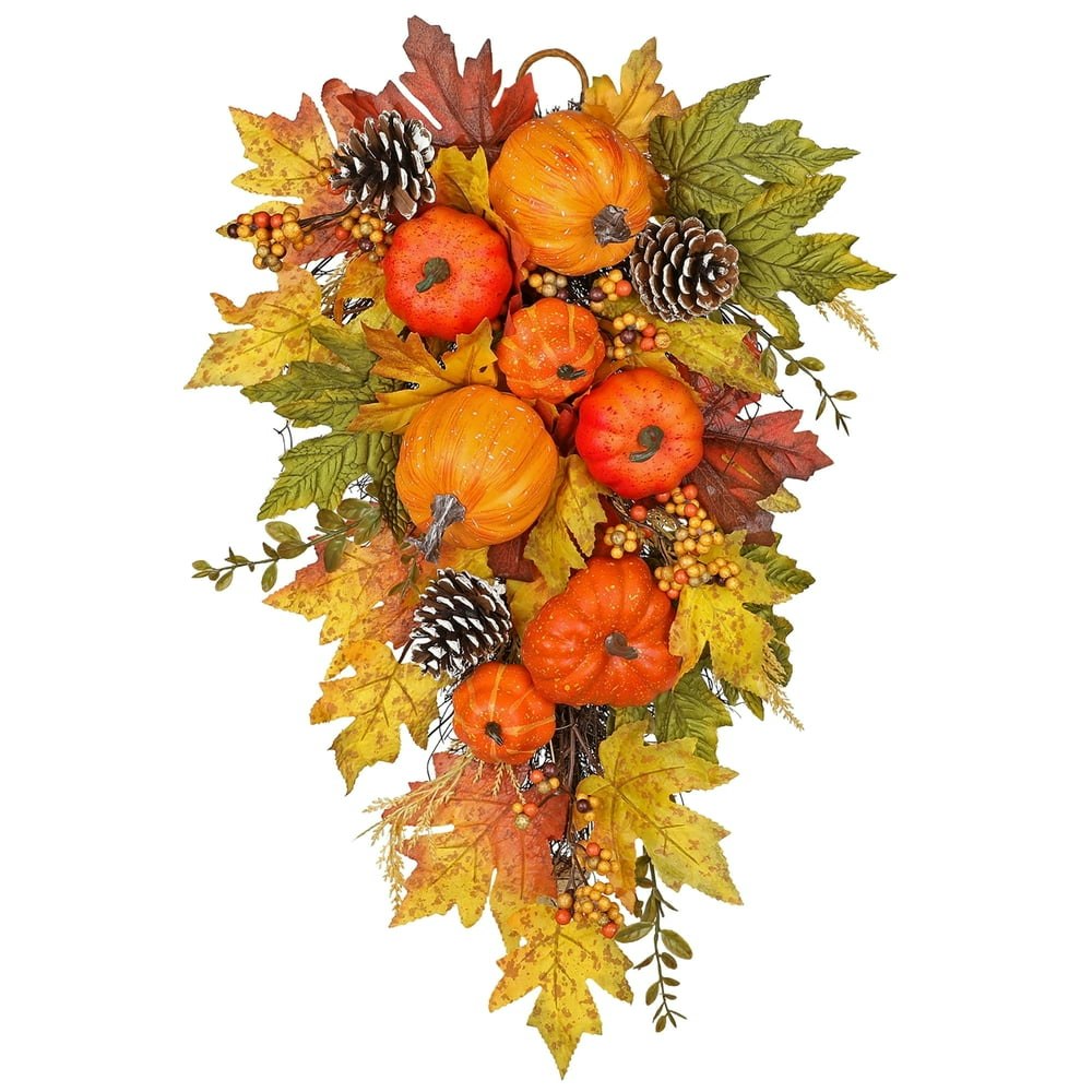 Briful 23.6-inch Artificial Pumpkin Harvest Teardrop Swag: $33.29