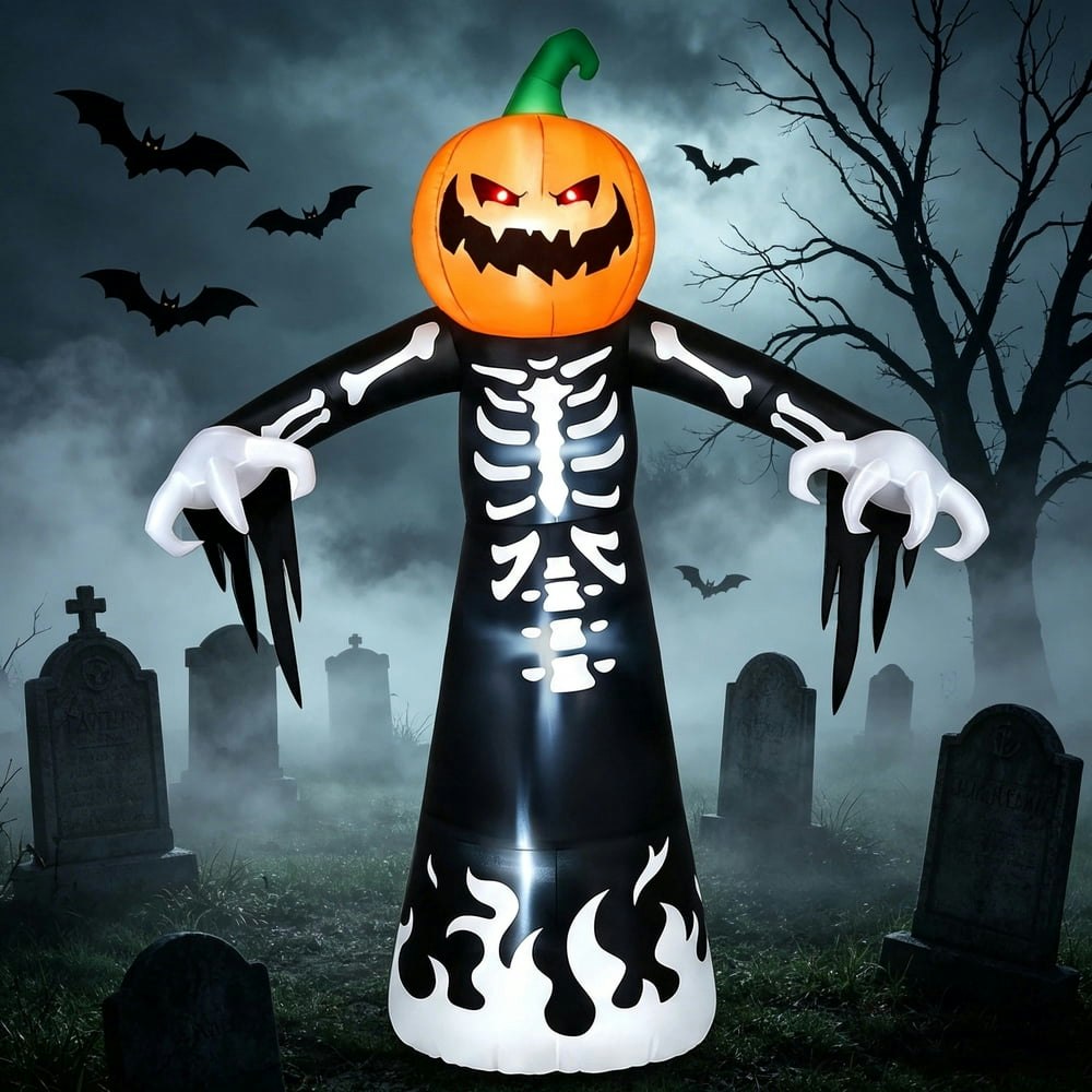 Joyfy 9-Foot Pumpkin Skeleton Halloween Inflatable Decoration: $44.99