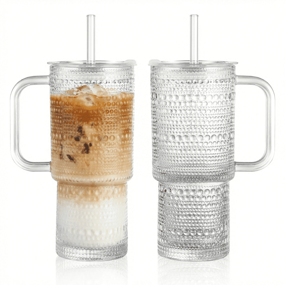 20-ounce Hobnail Glass Tumbler with Lid and Straw 2-Pack: $21.99