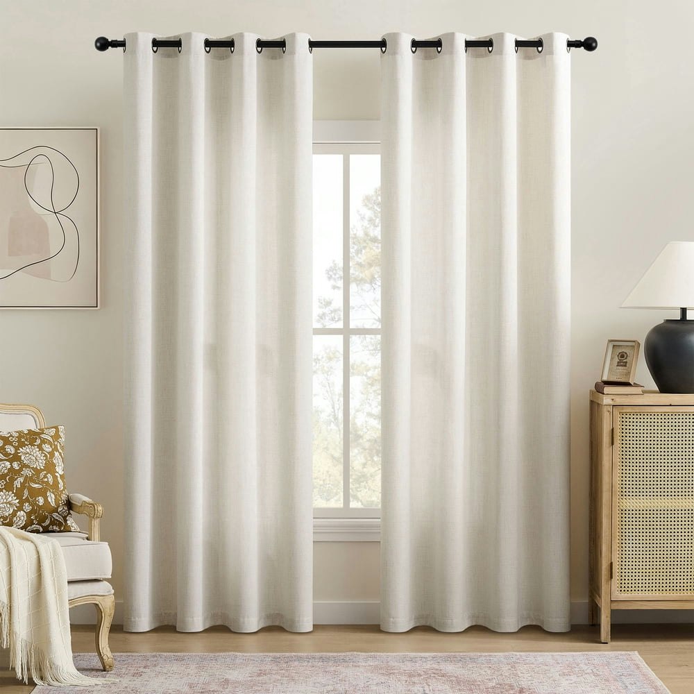 Turcurno 52" x 90" Light Filtering Linen Curtains 2-Pack: $29.99