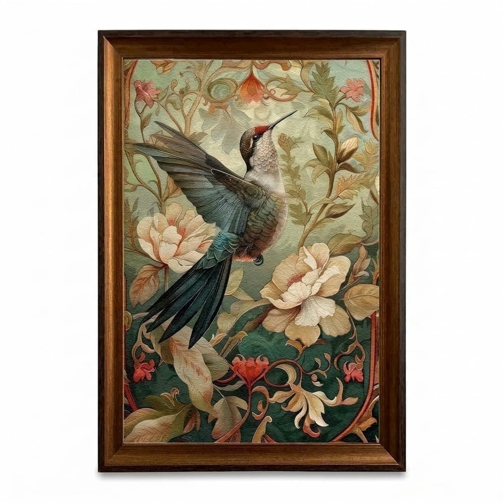 Pormipone 16x24-inch Vintage Hummingbird Botanical Canvas Wall Art: $44.99