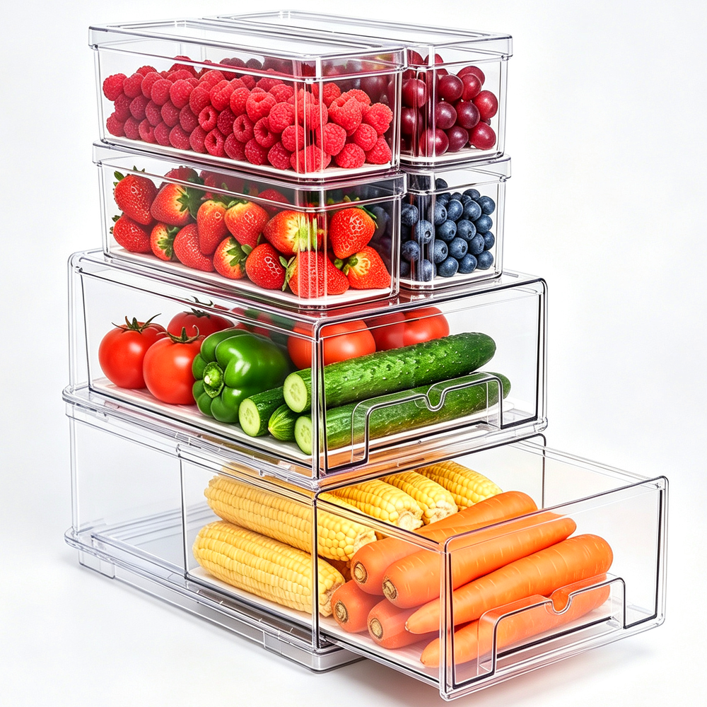 Pull-Out Fridge Organizer Bins with Lids 6-Pack: $26.98