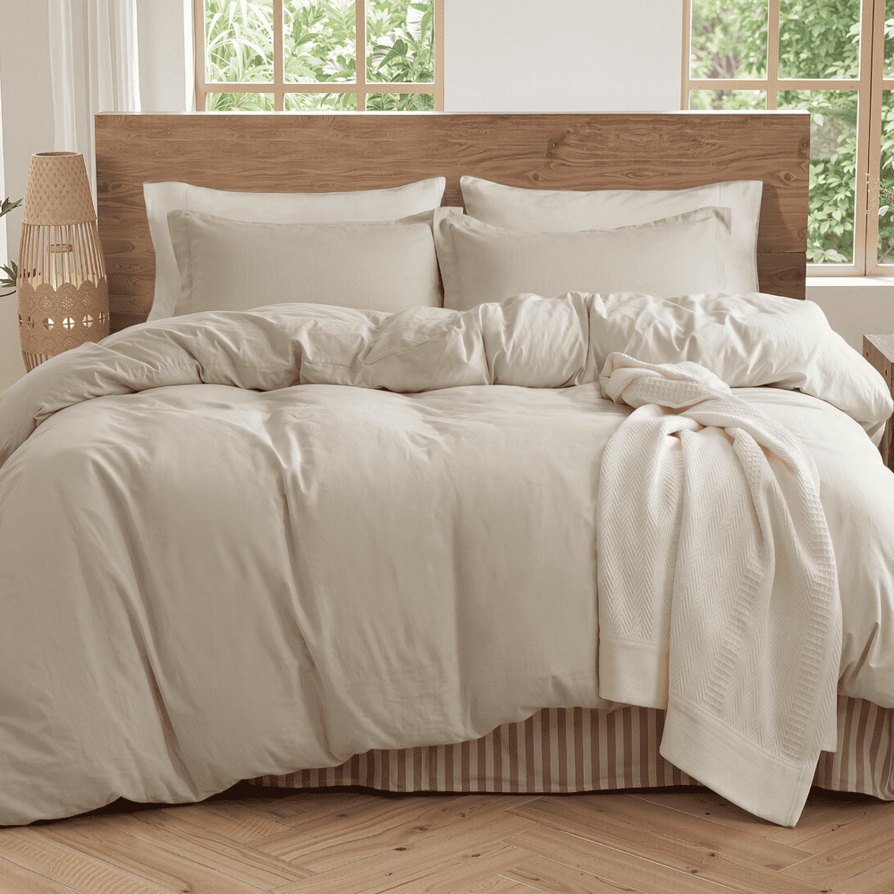 U by Bedsure Washed Cotton Queen Duvet Cover: $44.90