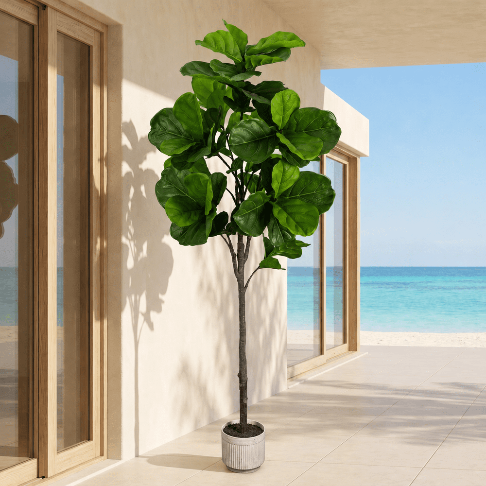 Pansass 6-Foot Artificial Fiddle Leaf Fig Tree with Planter: $45.98