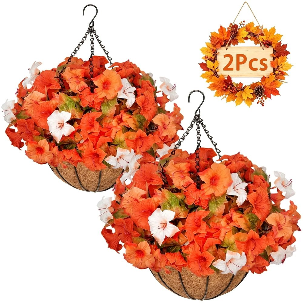 Artificial Morning Glory Hanging Basket Plants 2-Set: $35.99 Artificial Morning Glory Hanging Basket Plants 2-Set: $35.99