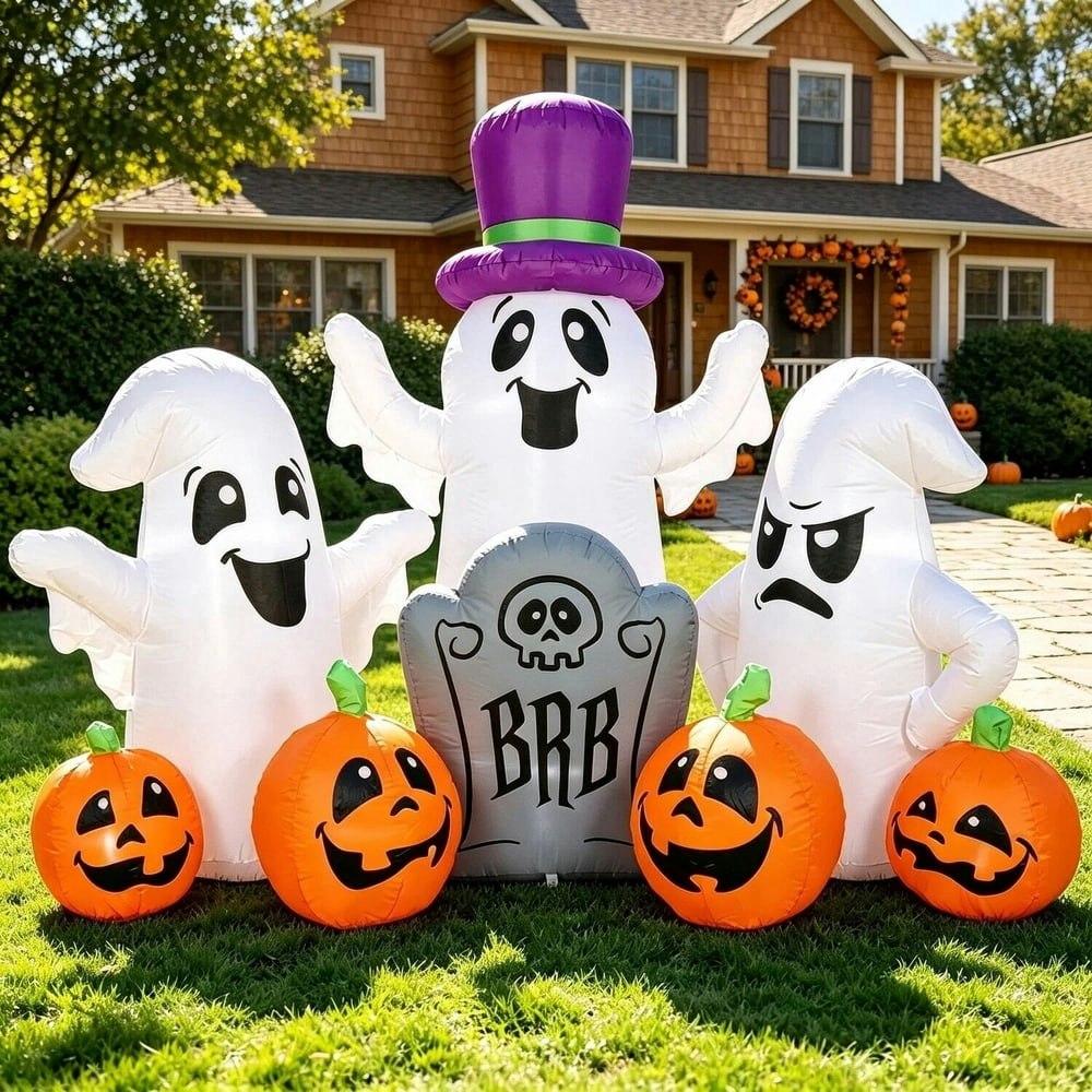 7-Foot Halloween Inflatable Ghosts with Tombstone and Pumpkin: $59.99 7-Foot Halloween Inflatable Ghosts with Tombstone and Pumpkin: $59.99