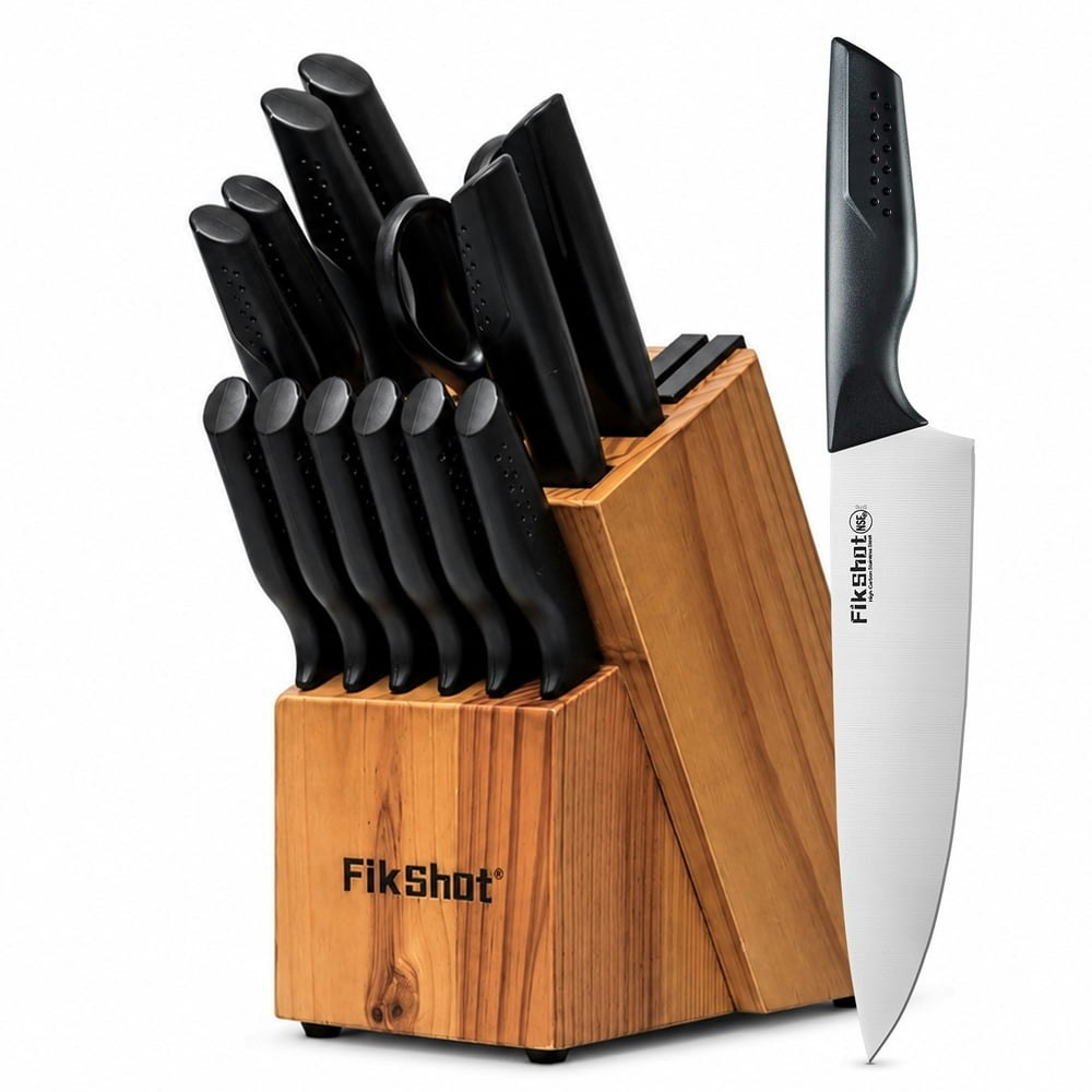 15-Piece Stainless Steel Knife Set with Block and Sharpener: $26.89 15-Piece Stainless Steel Knife Set with Block and Sharpener: $26.89
