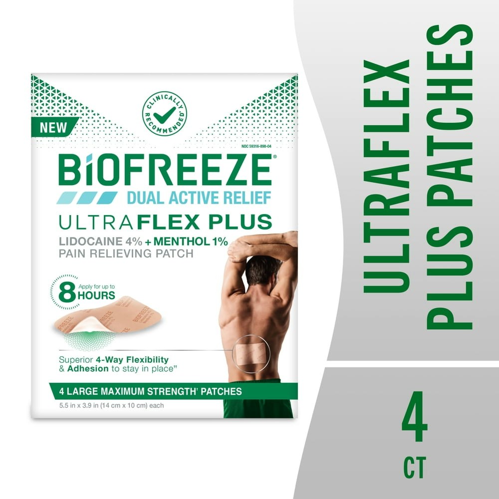 Biofreeze Ultraflex Plus 4% Lidocaine Pain Relief Patches 4-Pack: $12.74