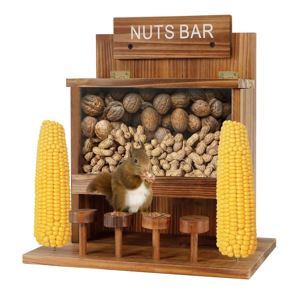 Squirrel Feeder for Outside Tree Hanging Wooden Box: $30