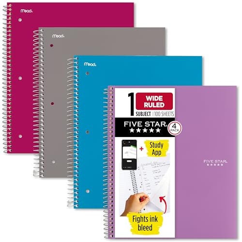 Five Star 1-Subject Wide Ruled Notebook 4-Pack: $10.40