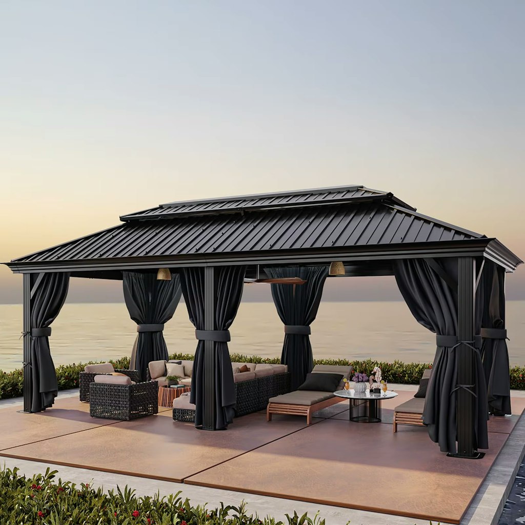 Tooluck 12- x 20-Foot Hardtop Gazebo w/ Metal Roof: $1,230.84