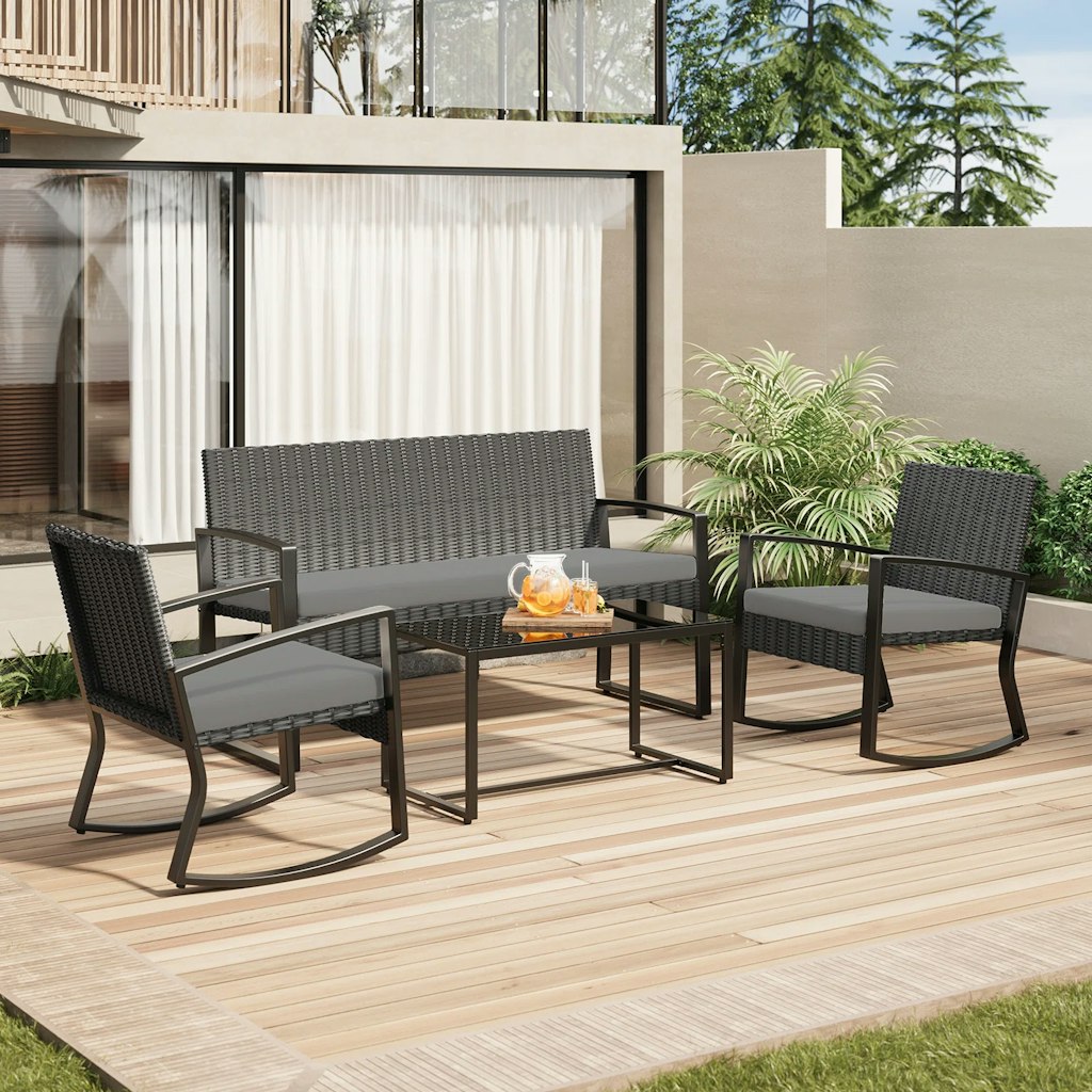 Ebern Designs Wicker/Rattan 4-Person Seating Group: $150
