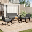 Ebern Designs Wicker/Rattan 4-Person Seating Group for $150 + free shipping