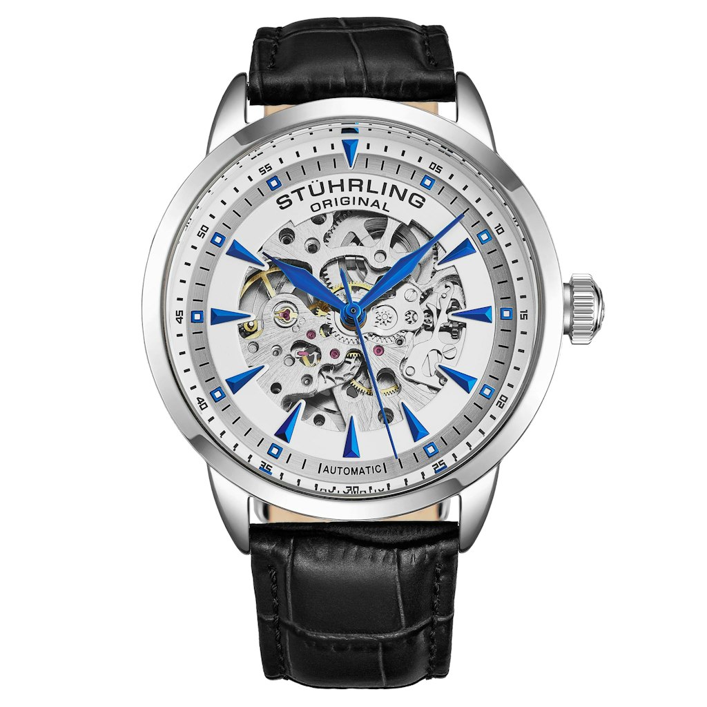 Stuhrling Original Skeleton Automatic Dress Watch w/ Alligator-Embossed Leather Strap: $100