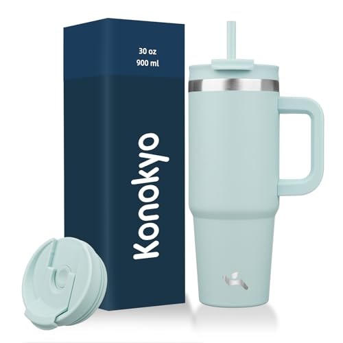 Konokyo 30oz Insulated Tumbler with Handle and Straw Lid: $11.84 Konokyo 30oz Insulated Tumbler with Handle and Straw Lid: $11.84