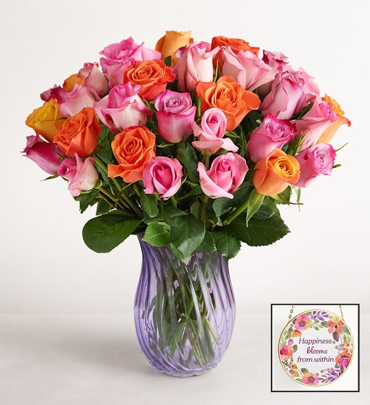 Sorbet Roses Bouquet w/ Free Vase: $45