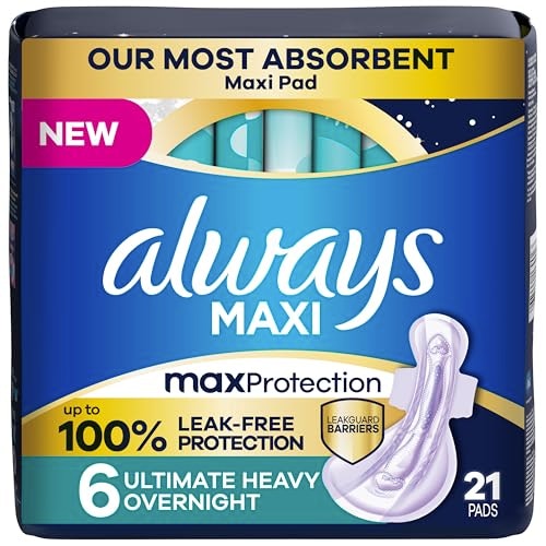 Always Size 6 Overnight Feminine Pads with Wings 21-Count: $8.64 Always Size 6 Overnight Feminine Pads with Wings 21-Count: $8.64