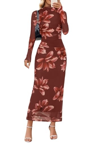 Merokeety Women's Long Sleeve Floral Maxi Dress: $36.62