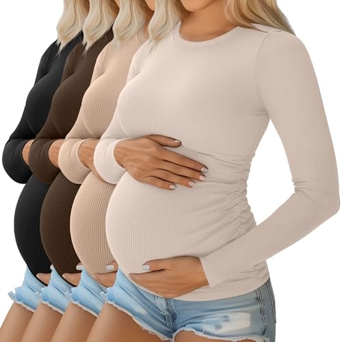 Ficerd Women's Long Sleeve Maternity Shirt 4-Pack: $37.39
