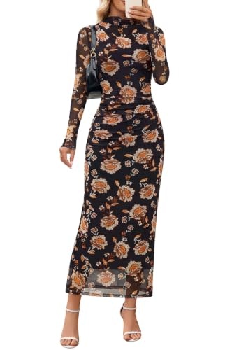 Merokeety Women's Long Sleeve Wedding Guest Maxi Dress: $42.49