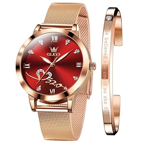 Olevs Women's Rose Gold Quartz Watch and Bracelet Set: $39.60 Olevs Women's Rose Gold Quartz Watch and Bracelet Set: $39.60