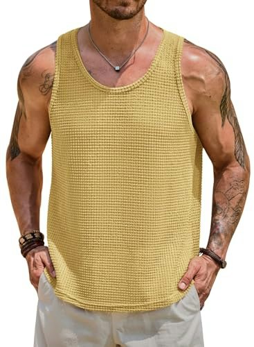Vogstart Men's Waffle Mesh Sleeveless Tank Top: $14.99 Vogstart Men's Waffle Mesh Sleeveless Tank Top: $14.99
