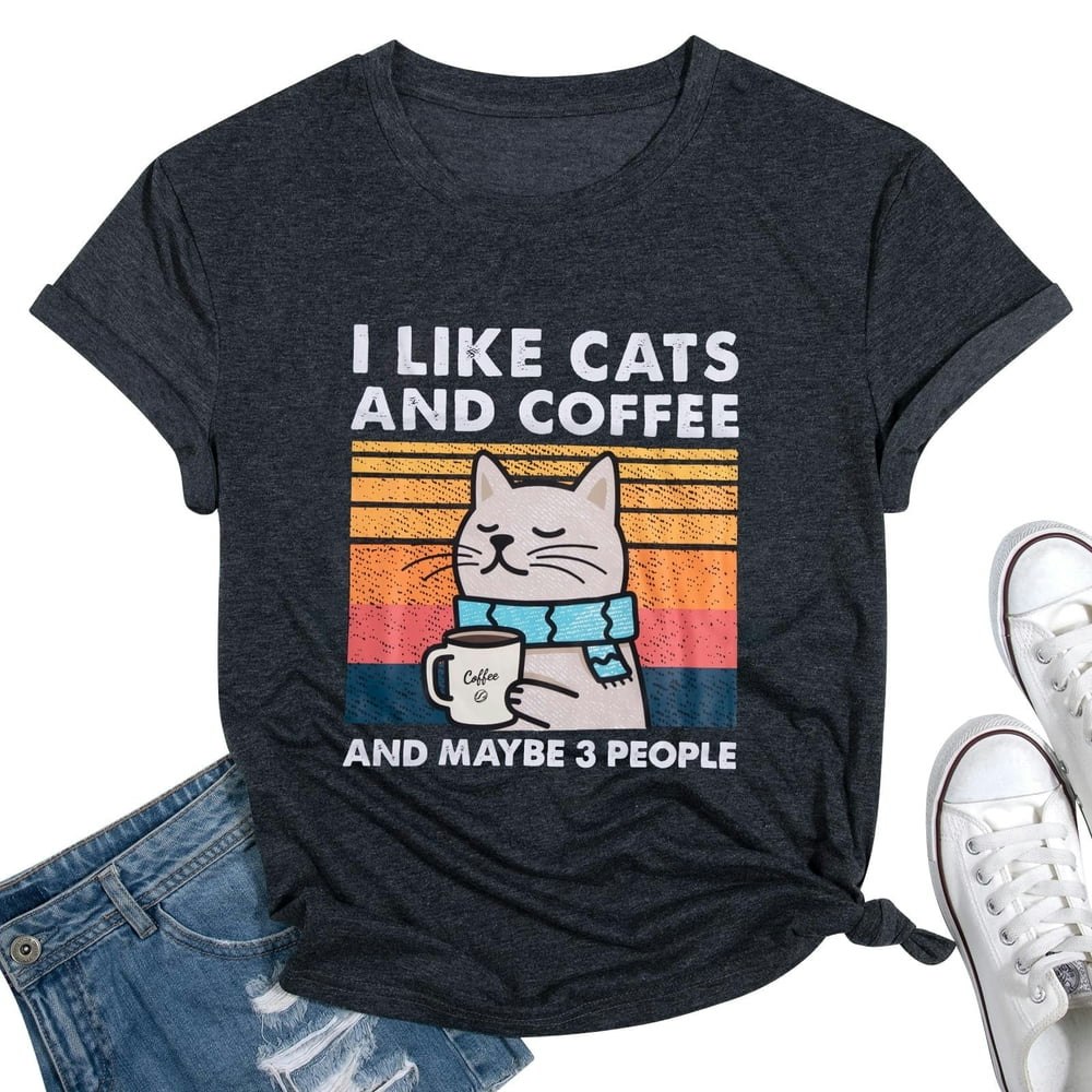 KimSoong Women's Cat and Coffee Graphic T-Shirt: $12.87 KimSoong Women's Cat and Coffee Graphic T-Shirt: $12.87