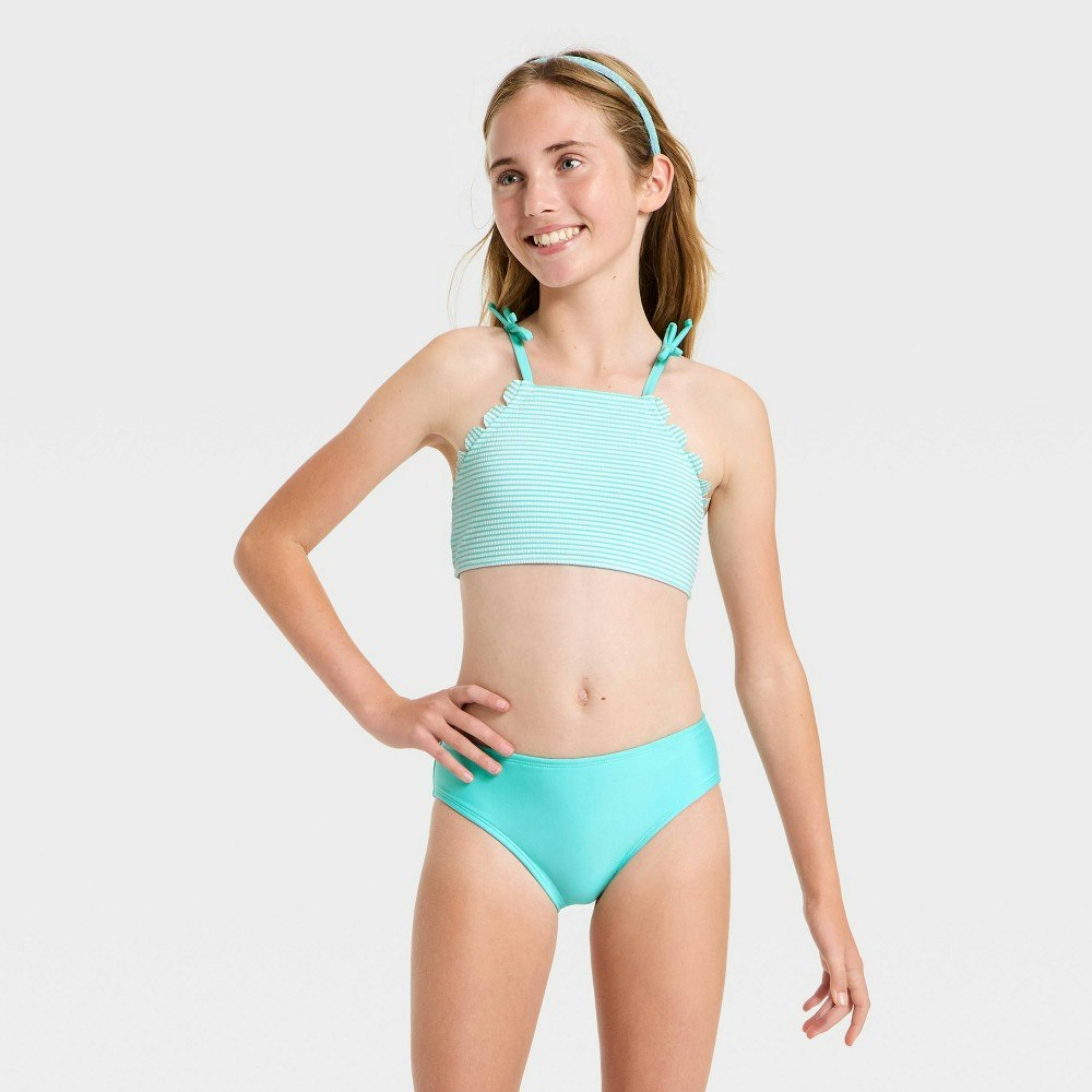 Cat & Jack Girls' Scallop Seersucker Bikini Set: $20 Cat & Jack Girls' Scallop Seersucker Bikini Set: $20