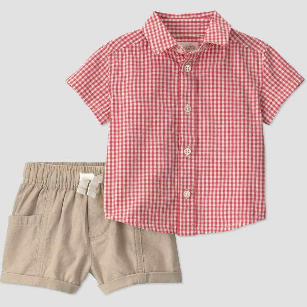 Little Planet by Carter's Baby Boys' Organic 2-Piece Gingham Woven Set: $17.55