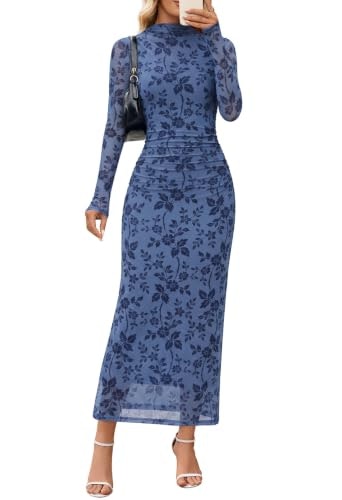 Merokeety Women's Long Sleeve Wedding Guest Maxi Dress: $39.98