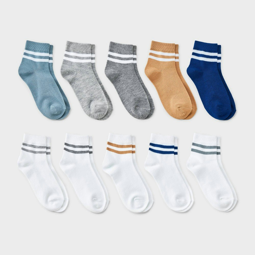 Cat & Jack Boys' Varsity Striped Ankle Socks 10-Pack: $10 Cat & Jack Boys' Varsity Striped Ankle Socks 10-Pack: $10